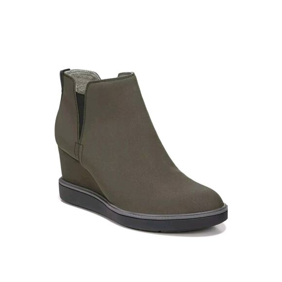 Dr. Scholl's Comfortable Wedge Ankle Boots, Women's Size 9.5, Green/Olive Nylon - Picture 1 of 9